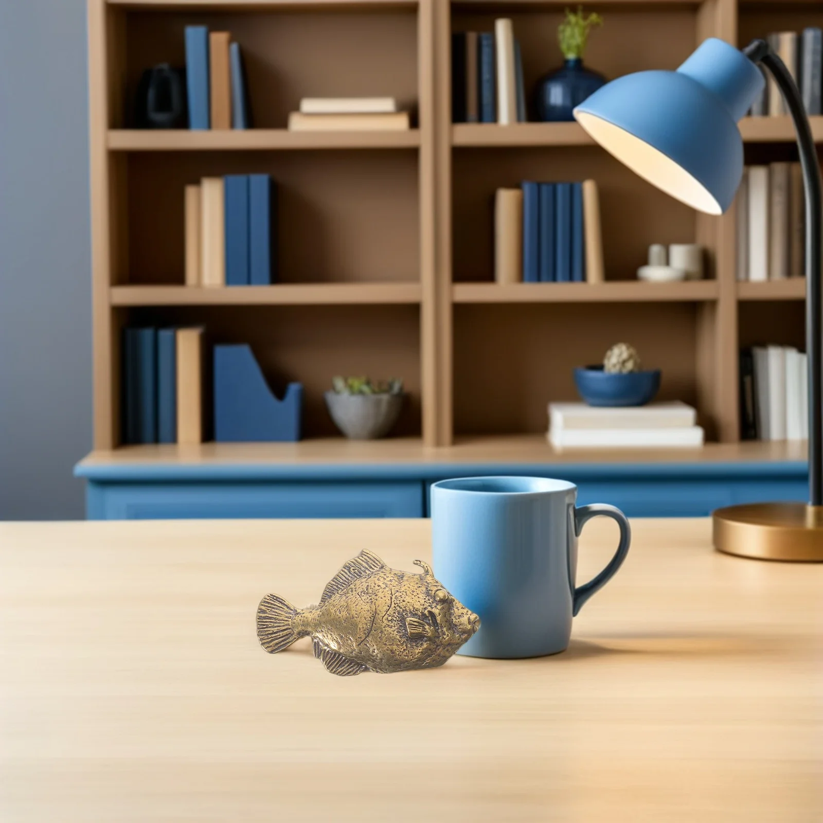 

Tiny Brass Animal Figure 2.79x1.65x0.67in Realistic Fish Sculpture for Office Desk Decor Vintage Home Decoration Wall Art Marine