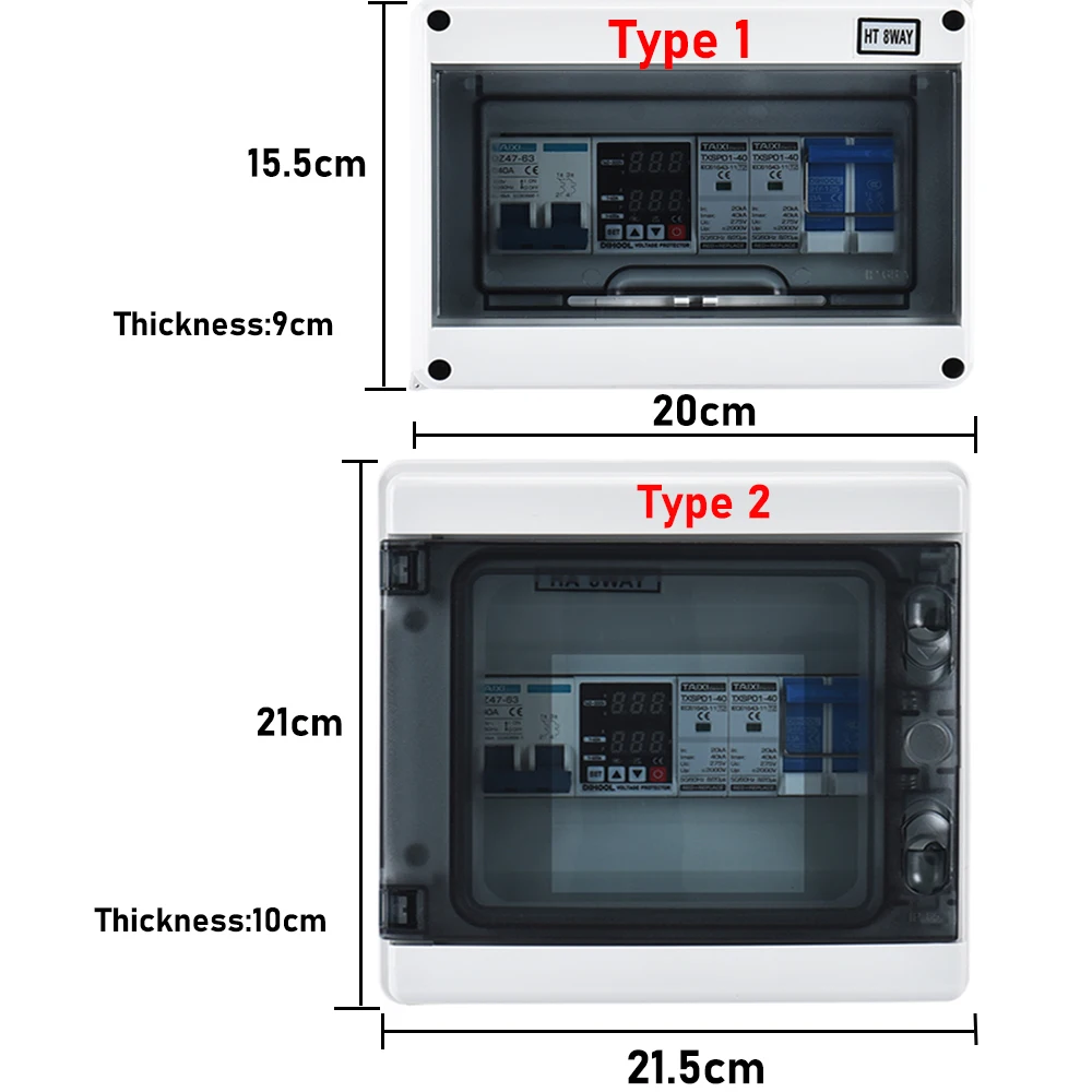 AC Combiner Box 230V 10A~63Amp Circuit Breaker SPD Household/Solar Overvoltage/Undervoltage/Short Circuit/Lightning Protector