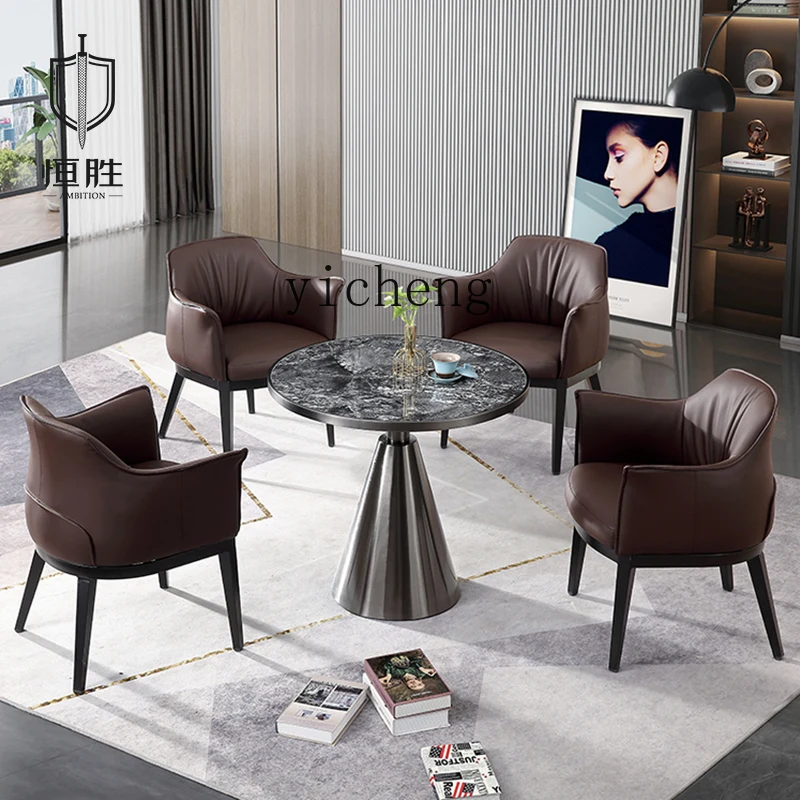 XL Light Luxury Negotiation Table and Chair Combination Beauty Salon Reception Area Rock Plate Table