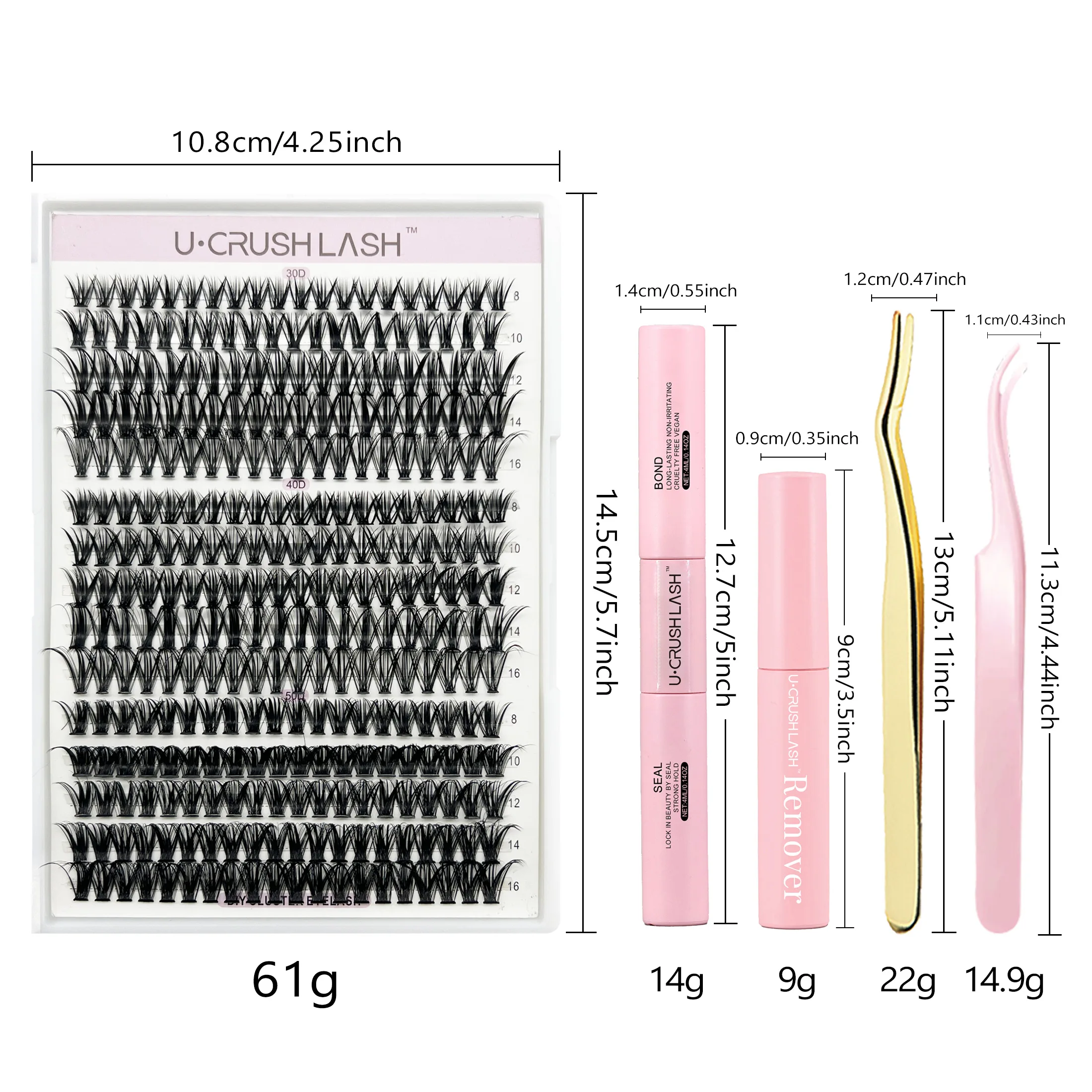 Kit d'extension de cils pour collage de cils, grappes de cils, liaison et joint de cils, outils de maquillage, accessoires de colle, bricolage, 280 pièces