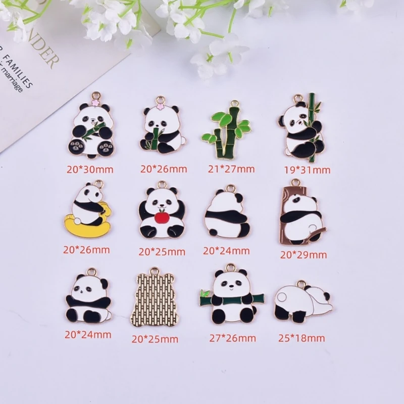 10pcs Cartoon Panda Charm Animal Shaped Pendant for Necklaces Bracelets and Keychains Handmade Jewelry Supplies N2UE