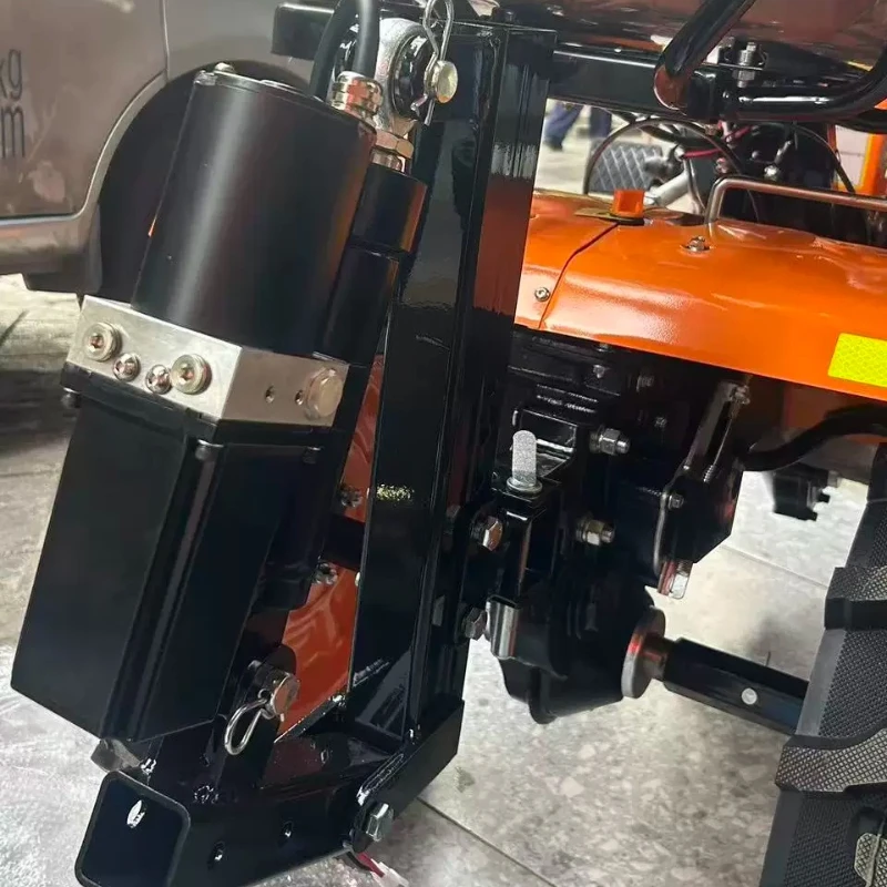 Ride-on electronically controlled hydraulic lifter with trencher flat plate