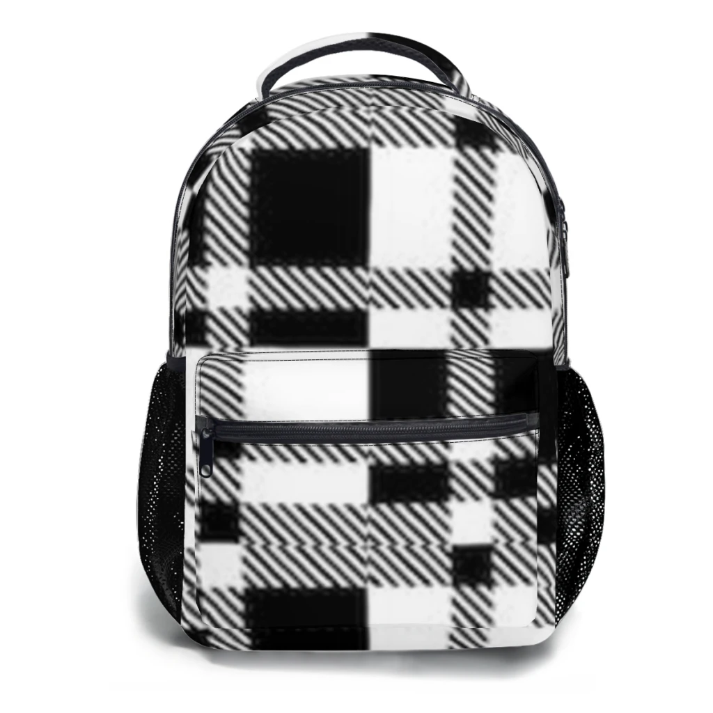 Mochila Check elegante, grande capacidade, bolsa de livros na moda, bolsos múltiplos, ajustável 17 Polegada, novo