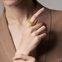ENFASHION Hip-Hop Watchband Rings For Women Gold Color Ring Stainless Steel Gifts 2020 Fashion Jewelry Anillos Mujer R204076