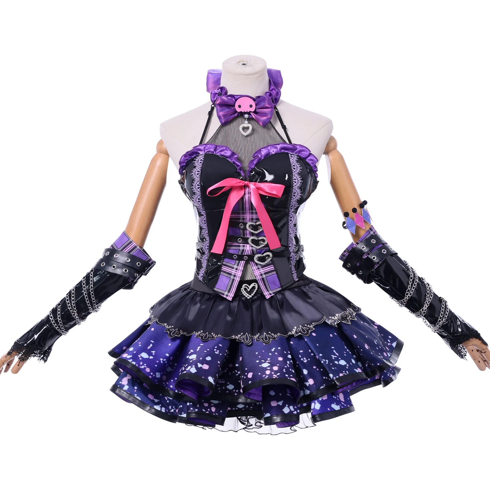In Stock Tessa Cosplay Game Naraka Cosplay Costume Devil Lolita Purple Kuromi Dress Wig Set Halloween Party for Woman Girl suit