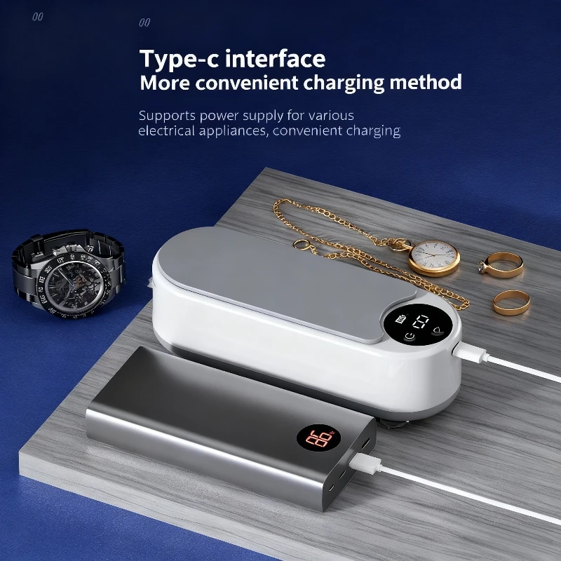 High Frequency Vibration Jewelry Cleaner Portable 360° Automatic Deep Cleaning Tool Rechargeable Ultra Efficient for Glasses