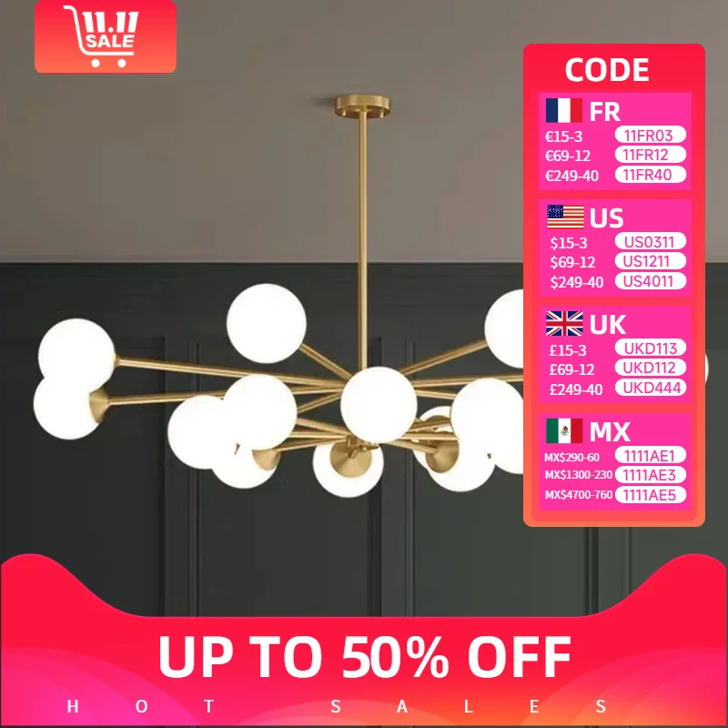 

Nordic Glass Ball Led Pendant Lights for Living Bedroom Dining Room Home Decor Chandelier Hanging Lamp Indoor Ceiling Supsension