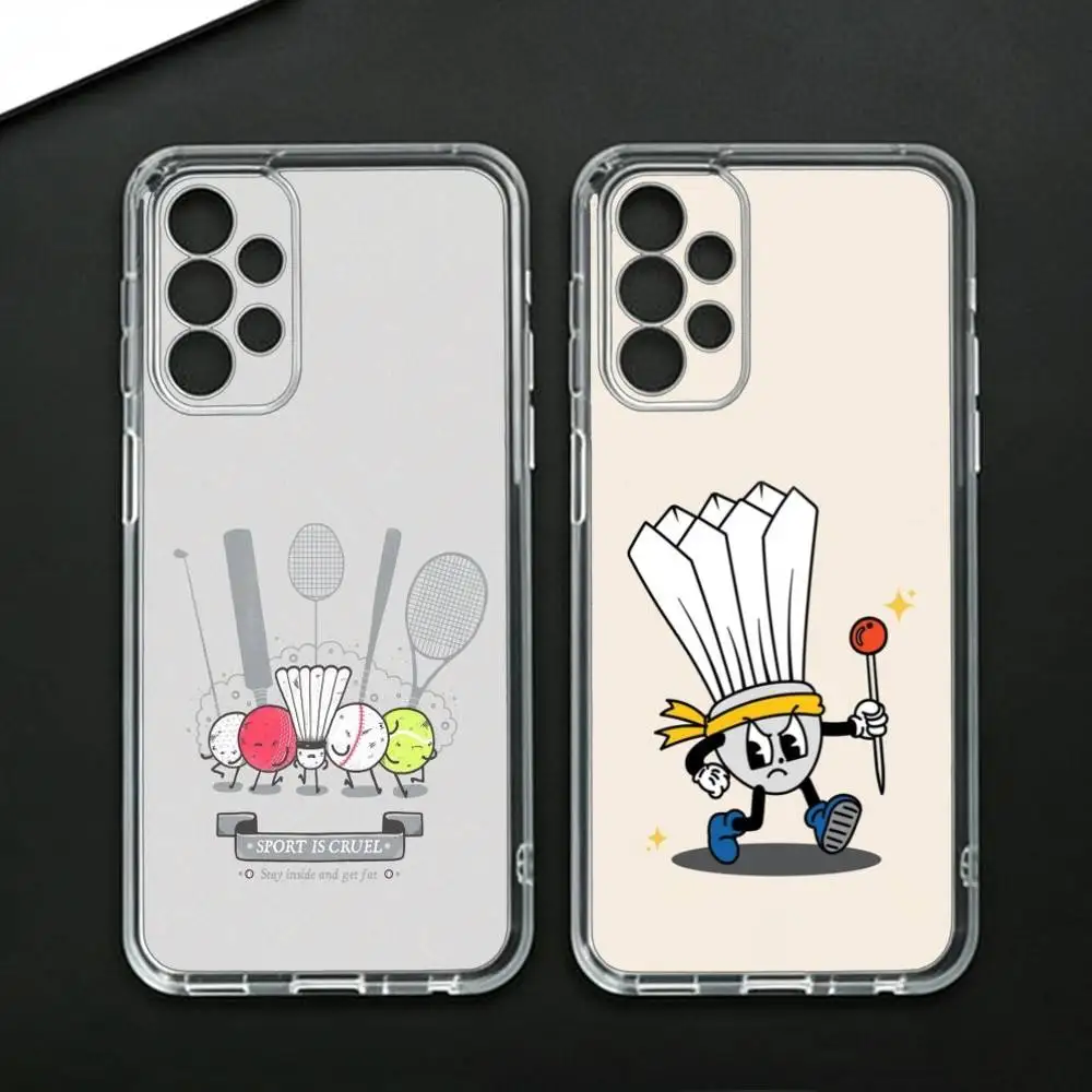 S-Sport B-Badminton Illustration  Phone Case For Samsung Galaxy A71,A70,A52,A51,A40,A30 Transparent Cover