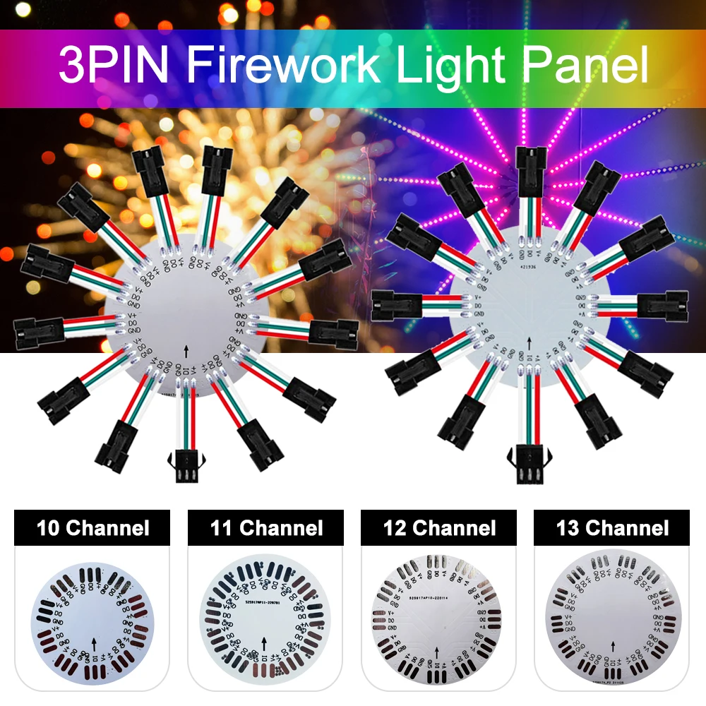 WS2812 WS2811 SK6812 11/12/13 Channels Firework Light Module Individually Addressable 3PIN Round Panel For Home Party Decor