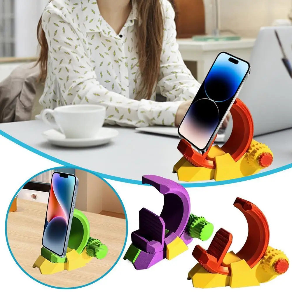 

3D Printed Plastics Mobile Phone Holder Adjustable Removable Gear Rotation Smartphone Holder For Home Use ﻿