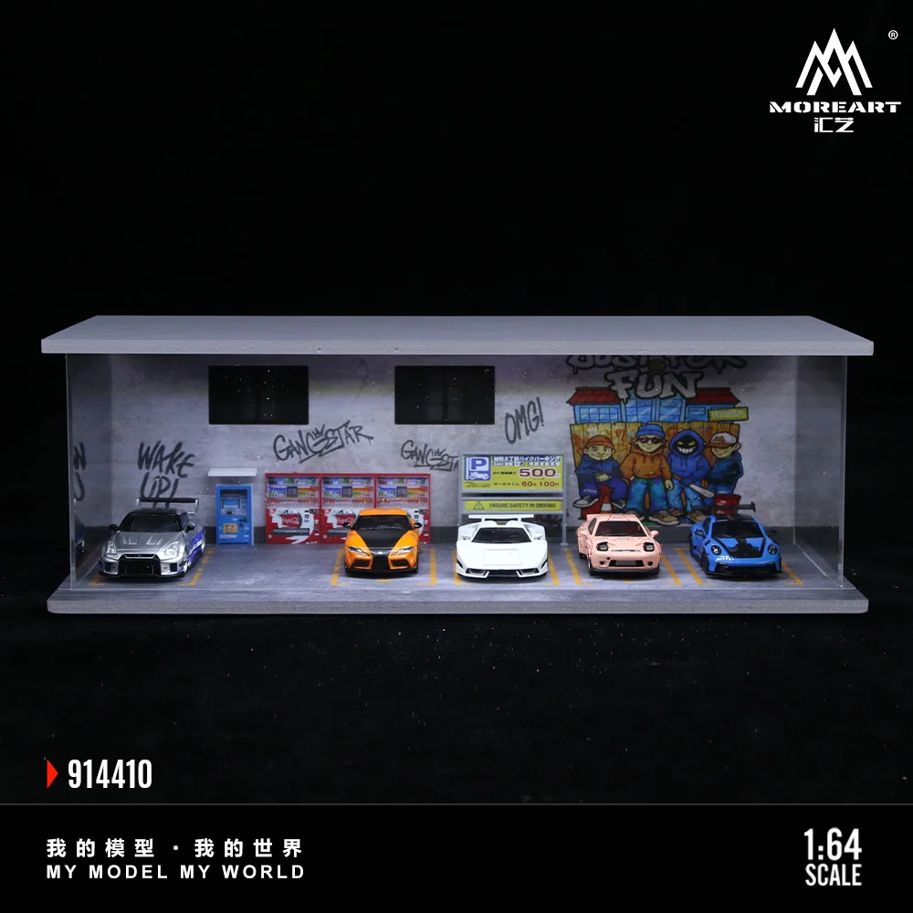 * Précommande * plus d'art 1:64 mur de graffiti artistique, modèle de scène d'assemblage d'éclairage de Parking 2F/café, Diorama pour affichage et Collection