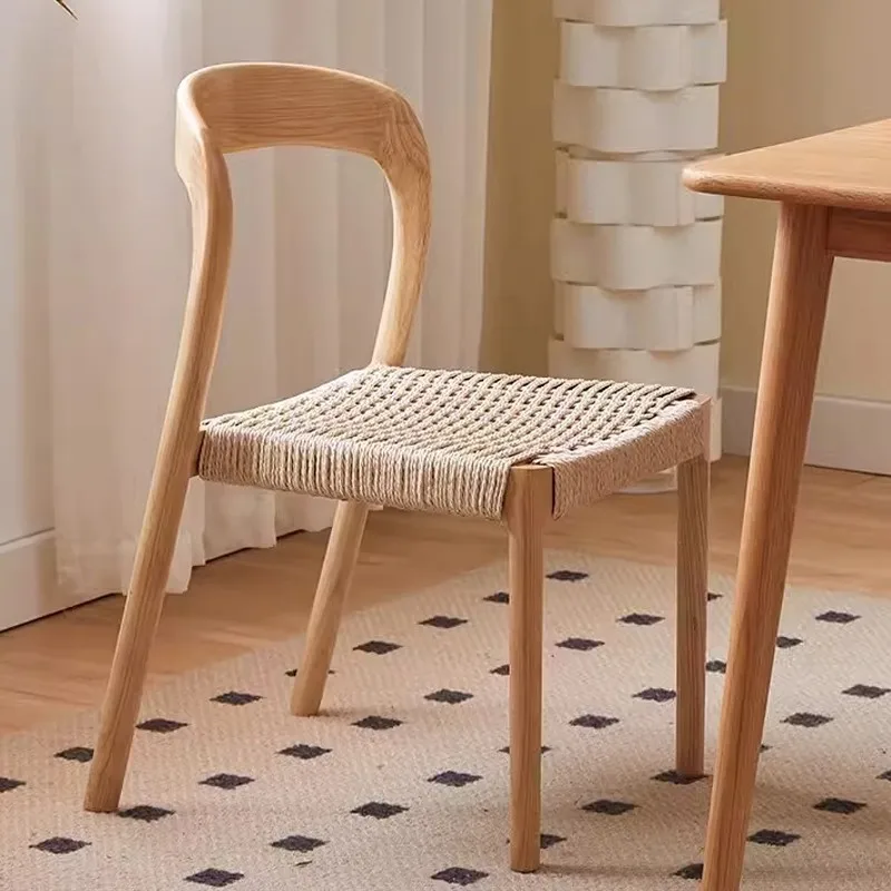 Nordic ยุคกลางไม้เชือกเก้าอี้รับประทานอาหารบ้านเฟอร์นิเจอร์ร้านอาหาร Leisure Negotiation คอมพิวเตอร์ Silla Comedor นุ่มกระเป๋าเก้าอี้