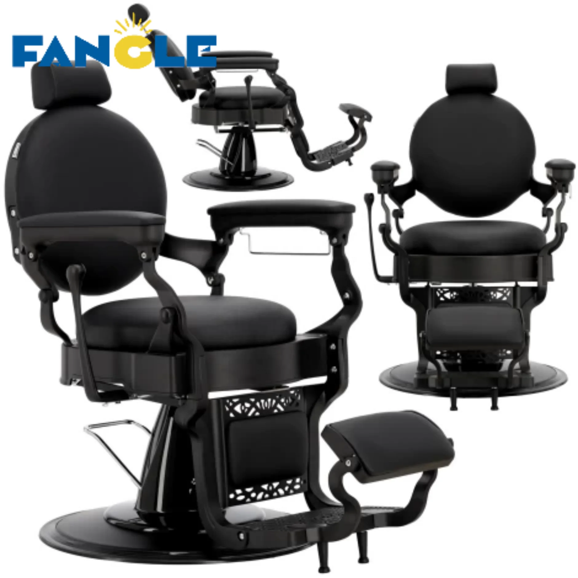 Modern Black Professional Retro Hairdressing Salon Furniture Durable Barber Shop Washing Barber Chair