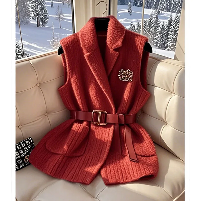 Jesień i zima Nowość 2025 Sweter wyszczuplający talię Kamizelka High Sense Solid Color Sweter Kamizelka Miękki i wygodny Joker Casual Top