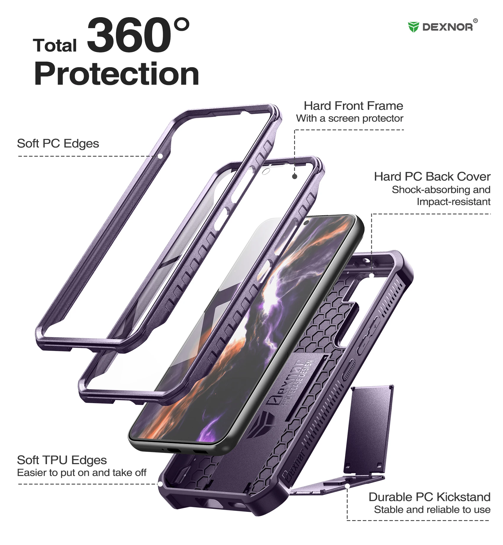 Full Body Military Grade Protection Built-in Screen Protector Armor Shockproof Shell Bracket Cover For Samsung Galaxy S22 5GCase