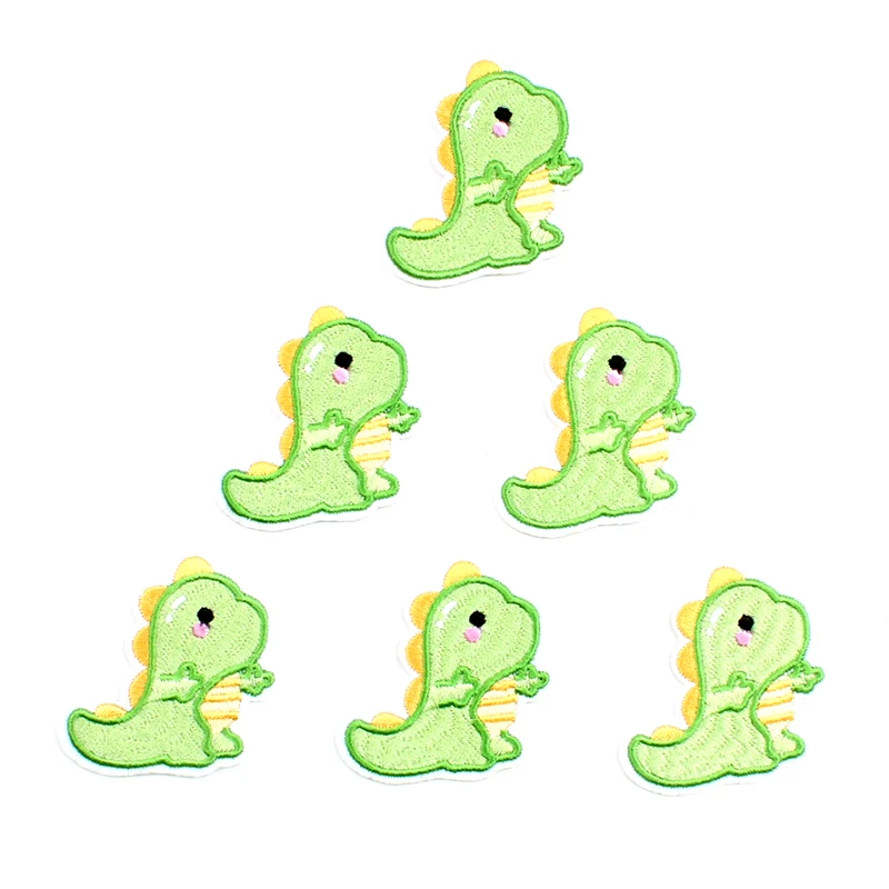 10pcs Cartoon Dinosaur Patches Iron On Cute Animal Sticker DIY Cothing Patch Embroidery Badge Sew On Clothes Fabric Appliques