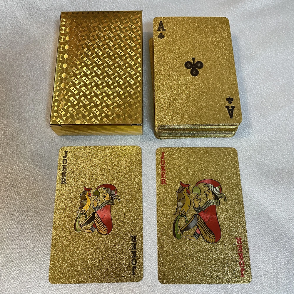 24K Golden Playing Cards Plastic Poker Deck Foil Pack Magic Waterproof Card Gift Collection Gambling Board Game