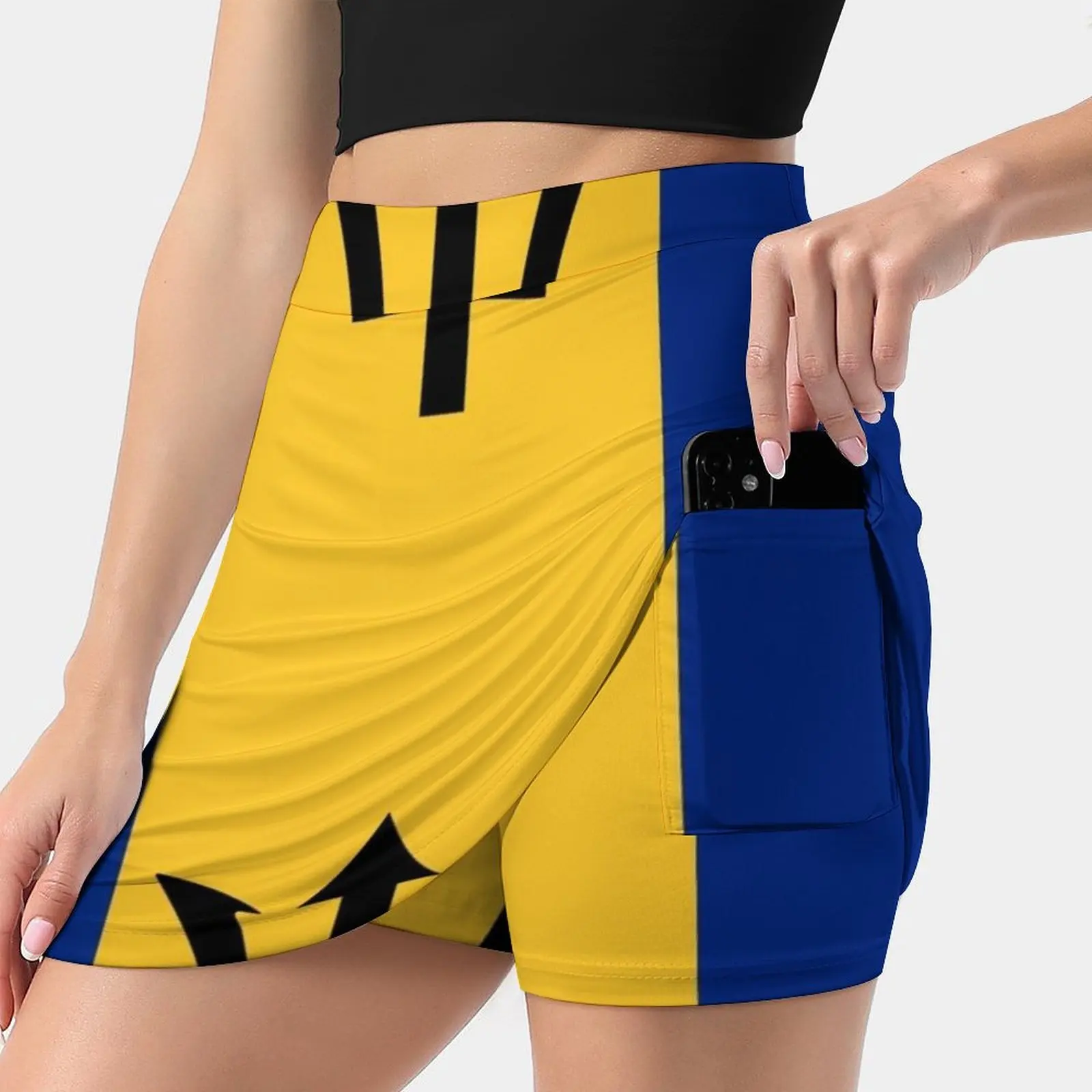

Юбка женская трапециевидная с карманами, мини-юбка с национальным флагом Барбадоса, крикета, национального флага Карибского моря, Запада