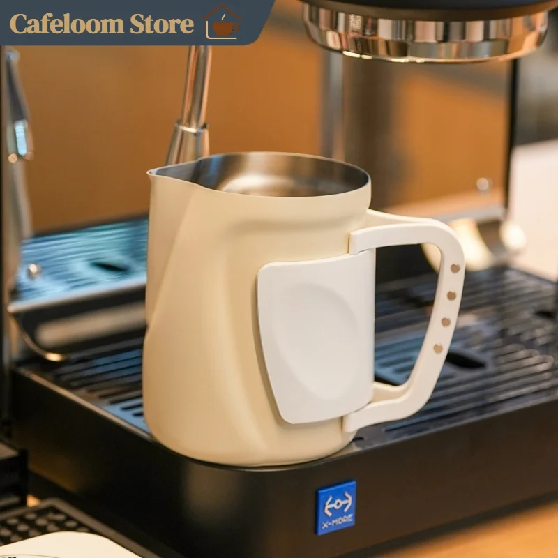 Forzcon&Muvna Aofei Latte Art Milk Frothing Pitcher 600ml Stainless Steel Textured Detachable Handle For Home Barista Coffee view 5