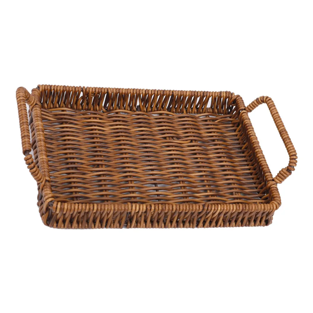 

Flower Basket Storage 1Pc Coffee 26x19x3 5cm Plastic Snack Fruit Basket Kitchen Decor Reusable
