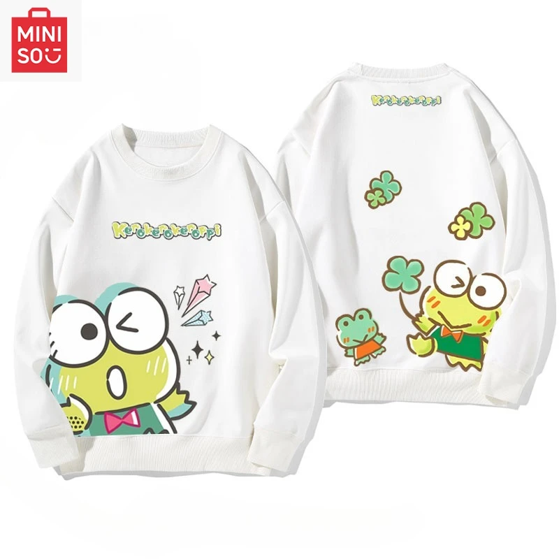 

Совместная толстовка с принтом KEROPPI MINISO, свободная, с длинными рукавами, мультяшная и повседневная для мужчин, так и для женщин.