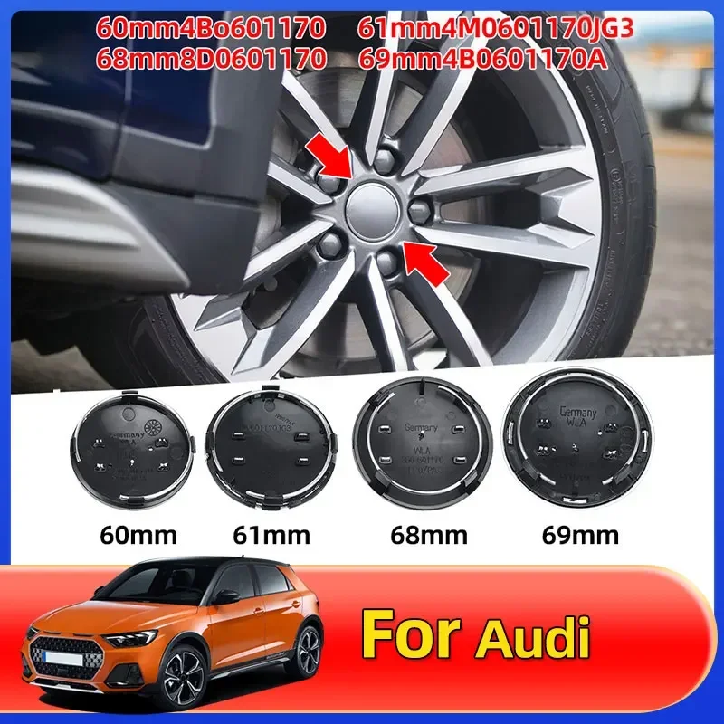 

4pcs 60mm 61mm 69mm Car Styling Wheel Center Cap Hub Covers Badge 4B0601170 For Audi A3 A4 A5 A6 A7 A8 S4 S6 Car Accessories