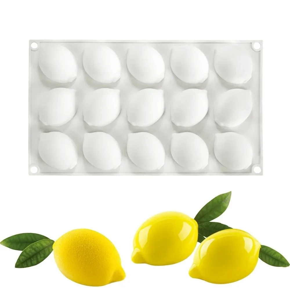 15 Cavity Lemon Food Silicone Mold Ice Cube Tray Soap Moulds for DIY Baking Chocolate Cake Pastry Mold Kitchen Accessories