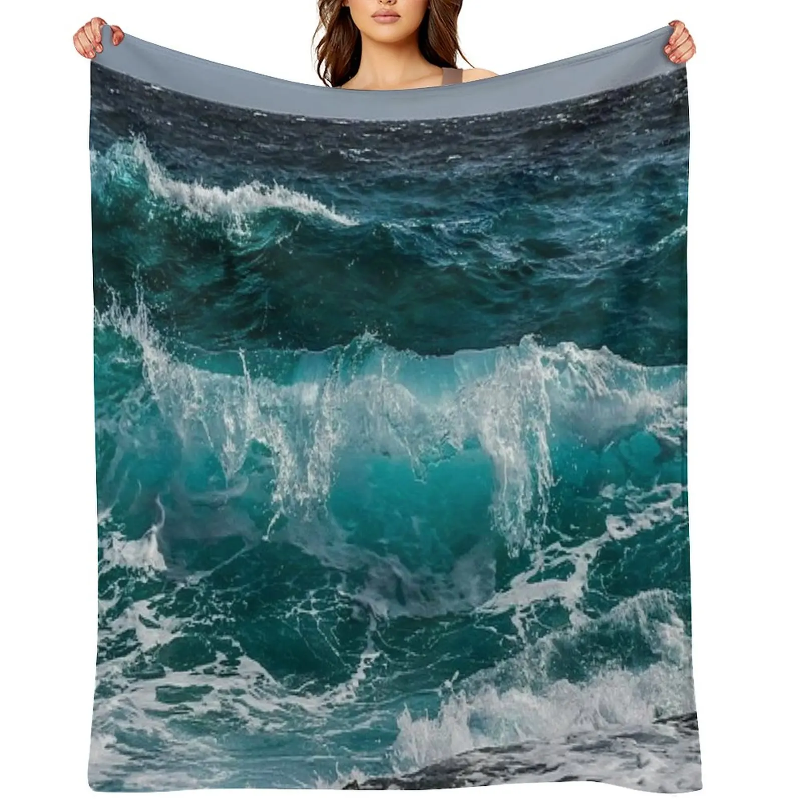 

Blue Ocean Waves Throw Blanket Extra Large Throw bed plaid Thermal Giant Sofa Blankets