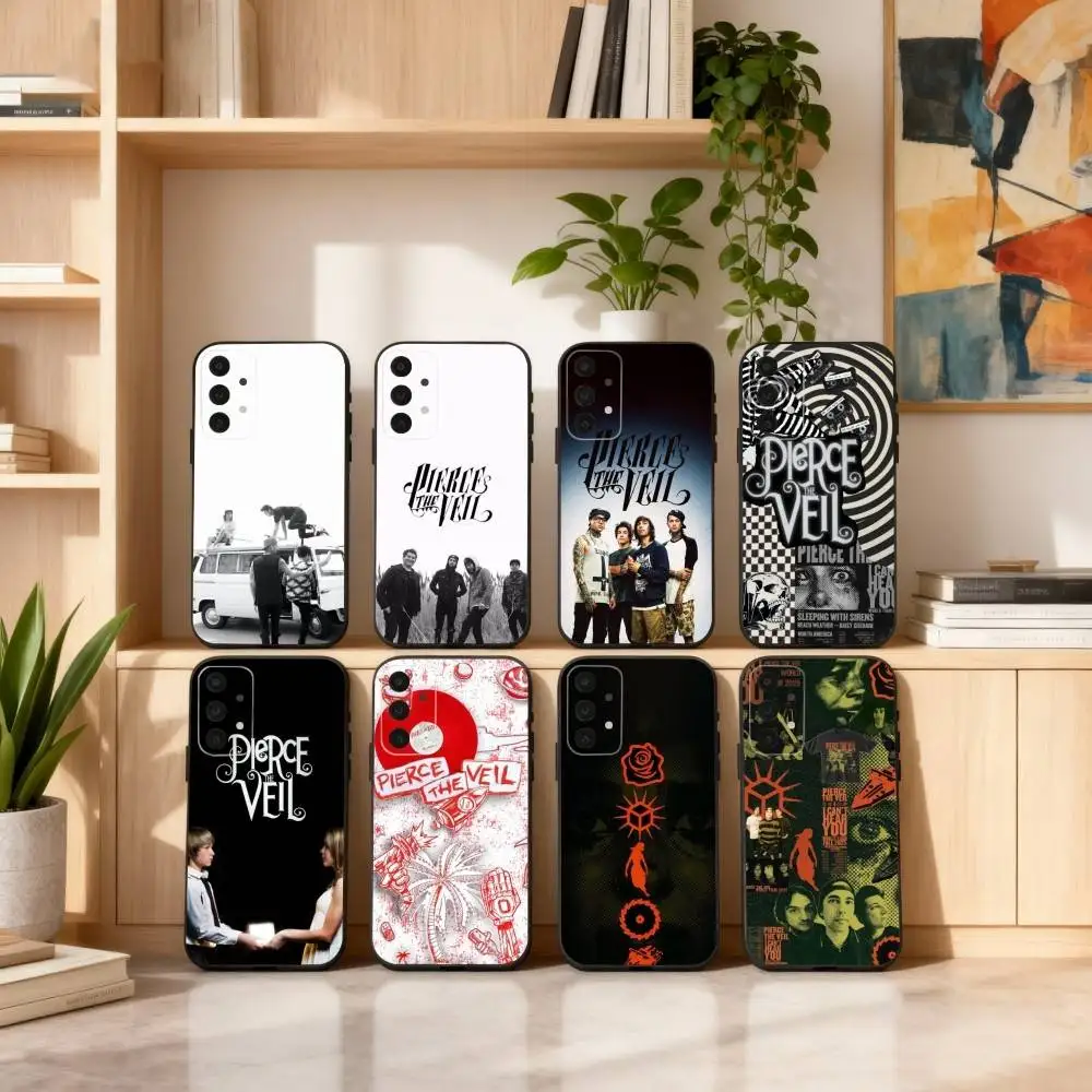 

P-Pierce The Veil B-Band Phone Case For Samsung S25,24,23,22,30,21,10,9,Ultra,Plus,Lite,FE,4,5 G Soft Black Case