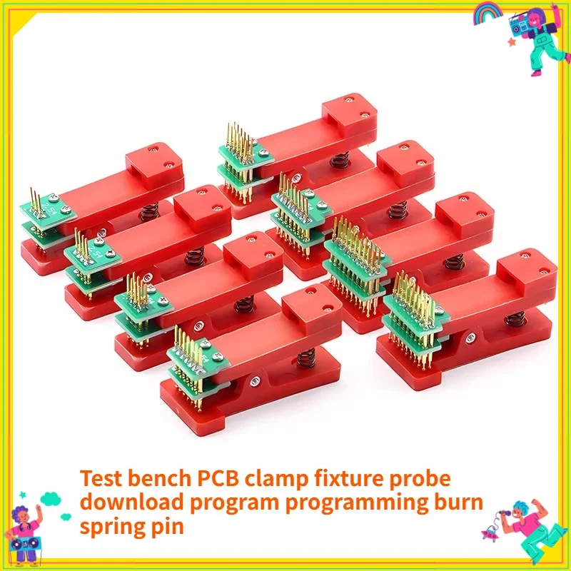 Soporte de prueba PCB con pinza y fijación, con sonda Pogo Pin de 2.54mm para descarga y grabación de programas, 3P-10P completo 5