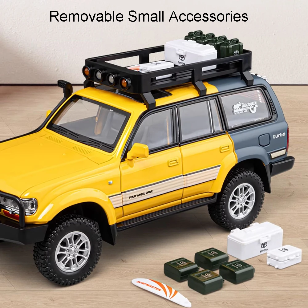 1:24 ランドクルーザー LC80 モデルカー 合金ダイキャスト オフロード車 サウンドライト 6ドア開閉 プルバック式 RAV4 子供向けギフト