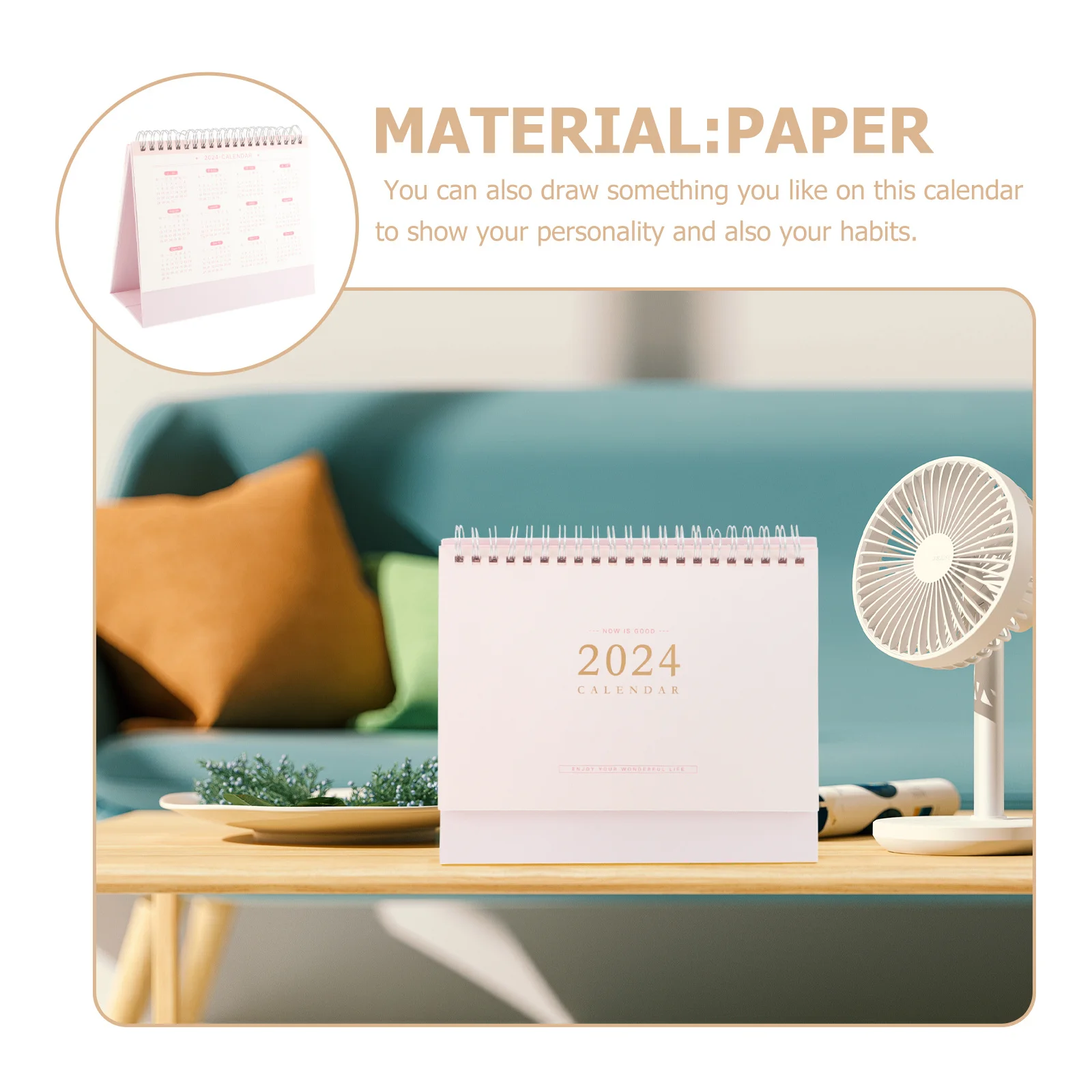 

Desk Calendar Business Standing Spiral Binding Paper Material Desktop Calendar Office Students Monthly Planner