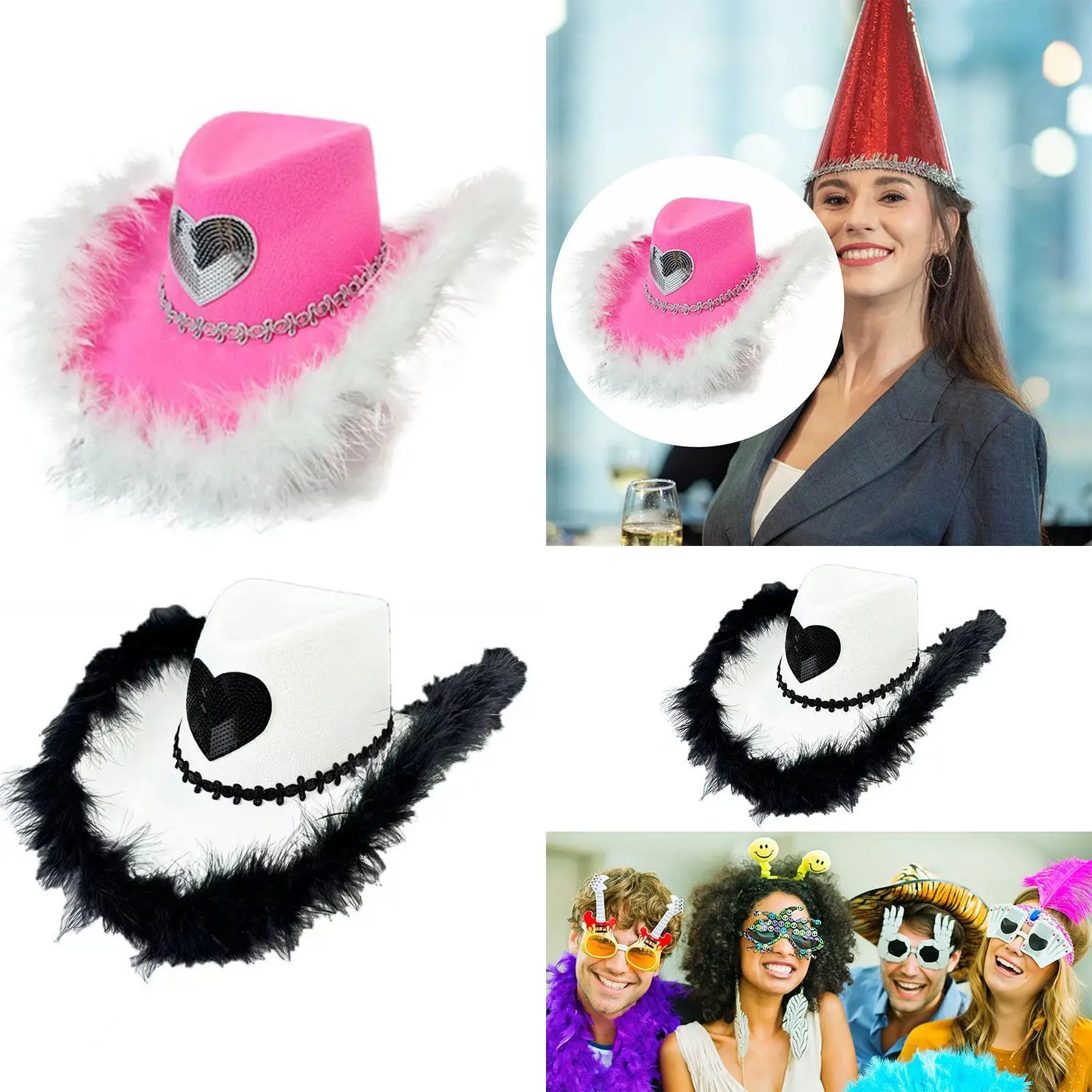 Cappello da cowboy Vesti berretto decorativo Cappello da cowgirl per le vacanze di Halloween di nozze