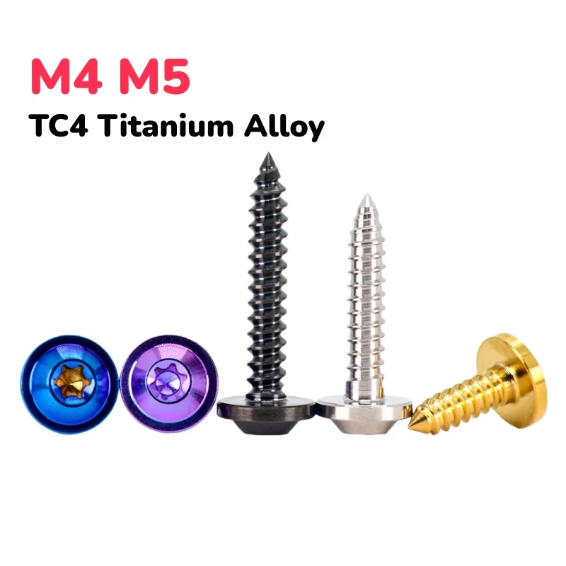 TC4 Titanium Alloy M4 M5 Torx Hexalobular Socket Truss Pan Head Motorcycle Decoration Refit Self-tapping Screw