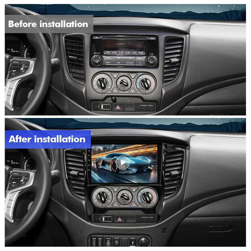 9 Inch ISUDAR Android 14 Car Radio For Mitsubishi Triton L200 20172022 Manual AC Carplay Auto Stereo 2 Din GPS WiFi