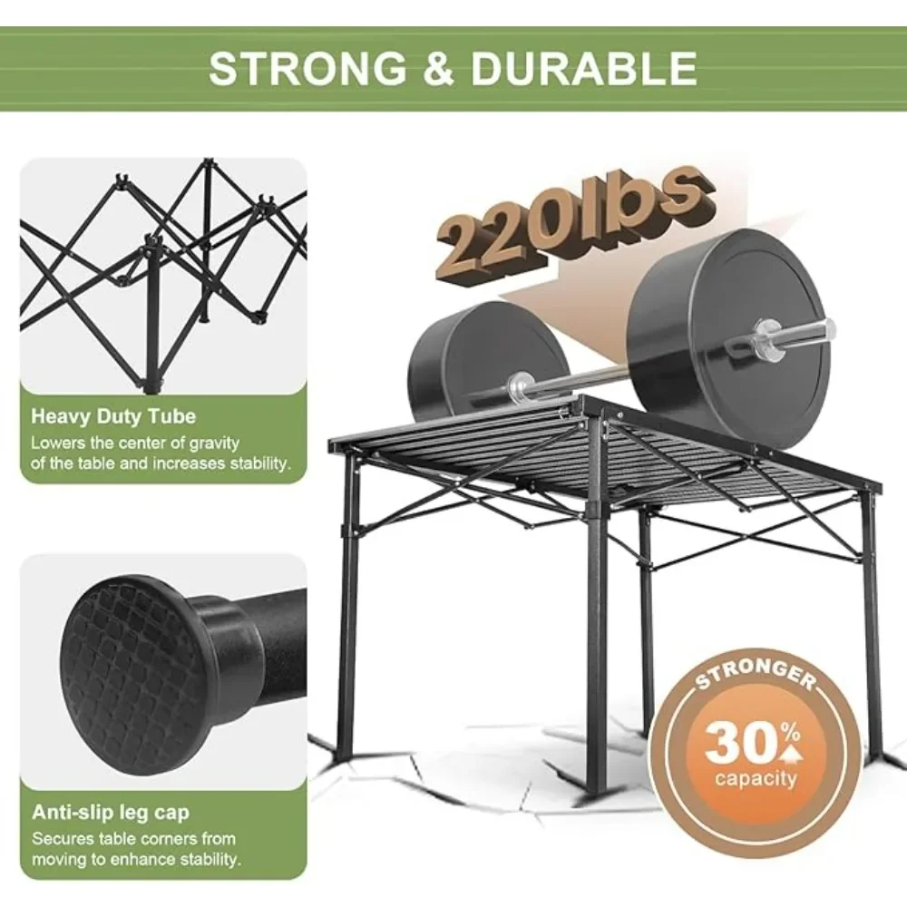 Outdoor Folding Long Table Portable Travel Chicken Rolls Table Black Camping Table Waterproof Folding Storage Barbecue Table image 4