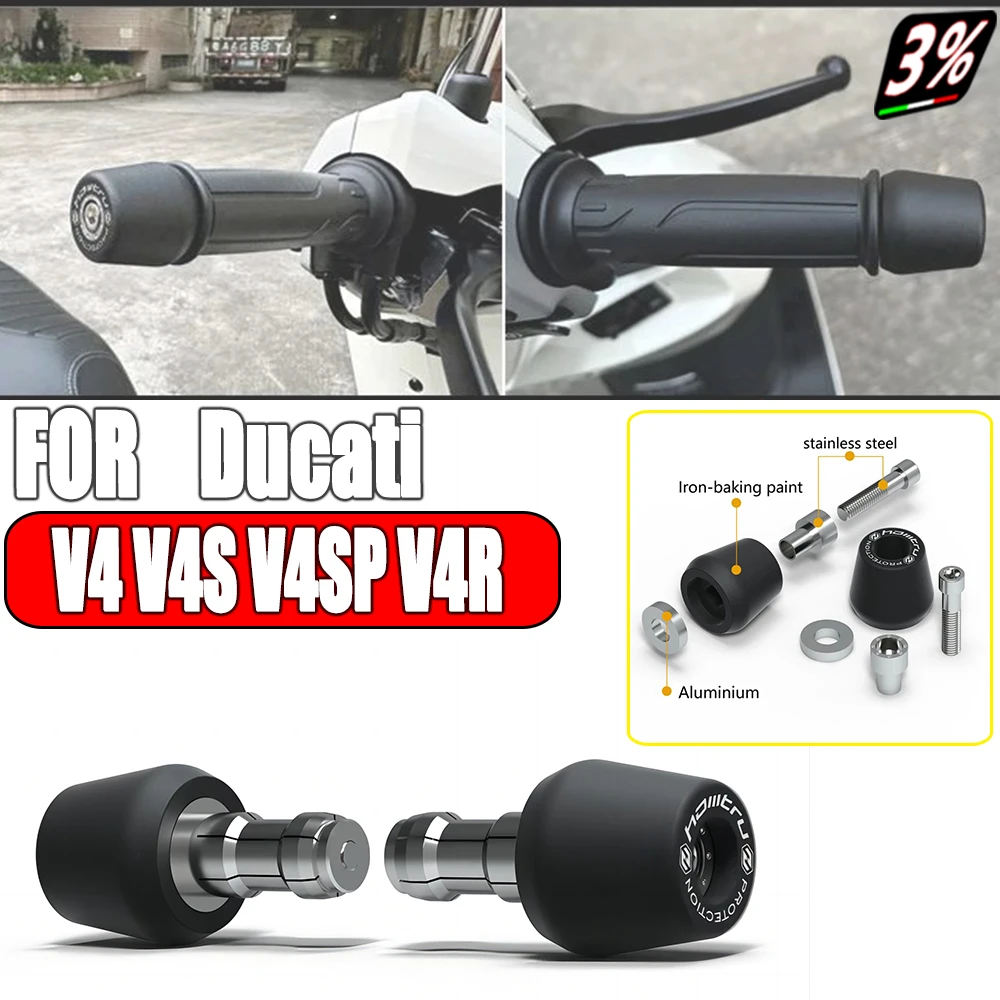 For Ducati Panigale V4 V4S V4SP V4R 2018-2023 Handle Bar End Weight Grips Cap Motorcycle Fairing Guards Engine Crash Pad