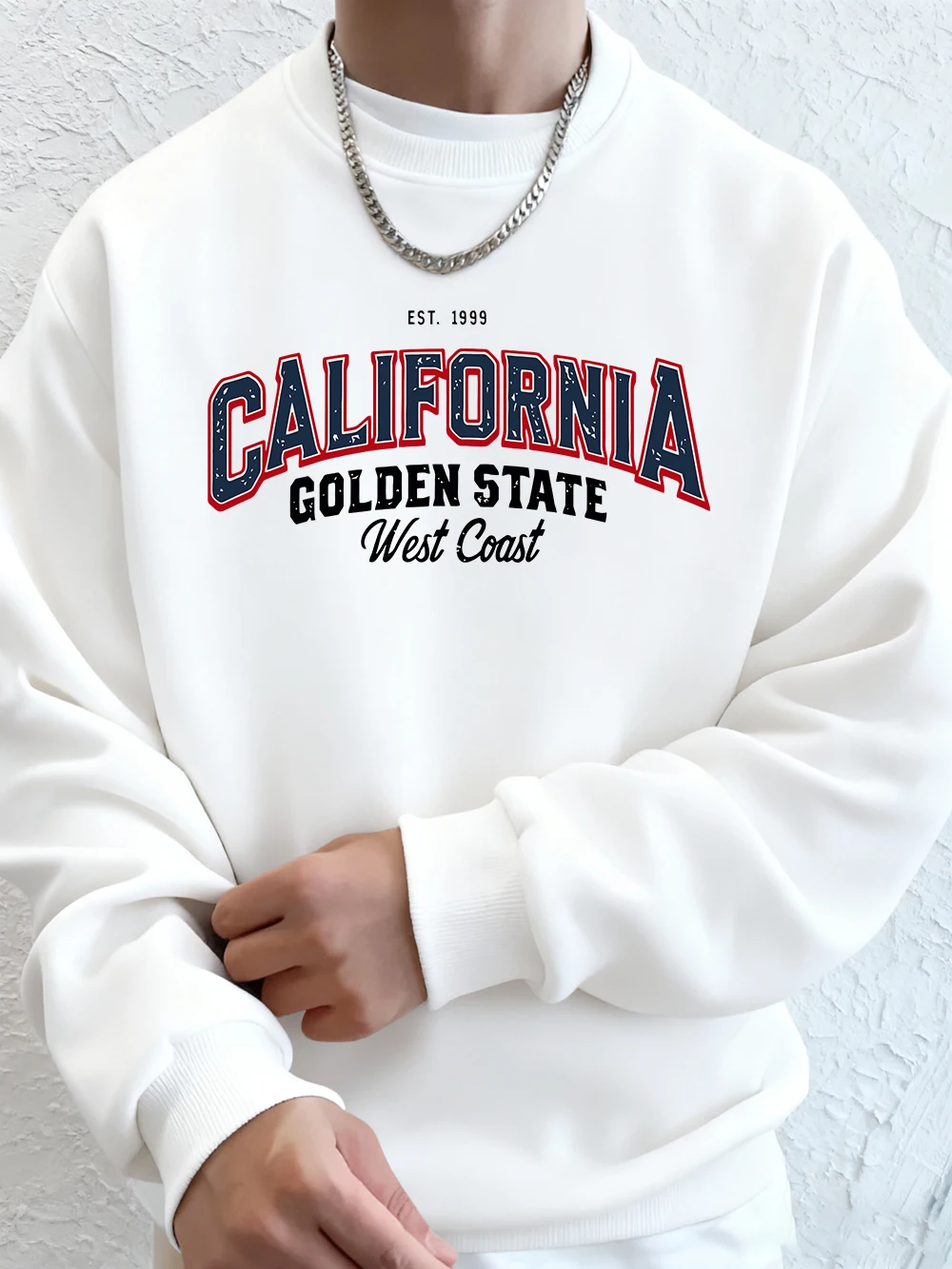Sudadera con estampado de California Golden State para hombre, Sudadera con capucha de invierno con cuello redondo, jerséis holgados cálidos de lana para calle, ropa informal para hombre