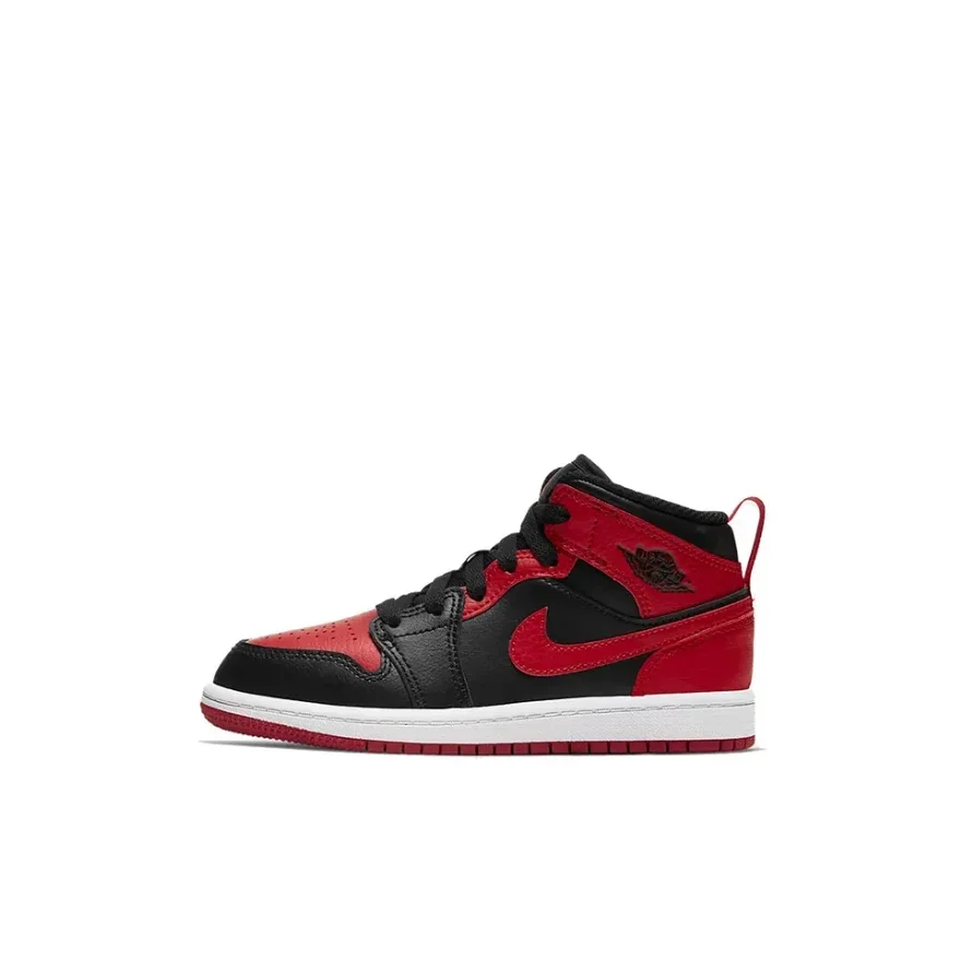 Nike Air Jordan 1 Comfortable Wearable Shock Absorbing Mid Top Board Shoes Black White Red