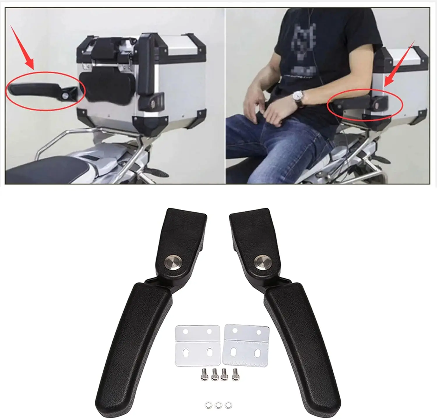 مسند ذراع للركاب للصندوق الخلفي العالمي لـ F 800 GS ADV R 1200 GS Adv ملحقات الدراجة النارية زوج أسود