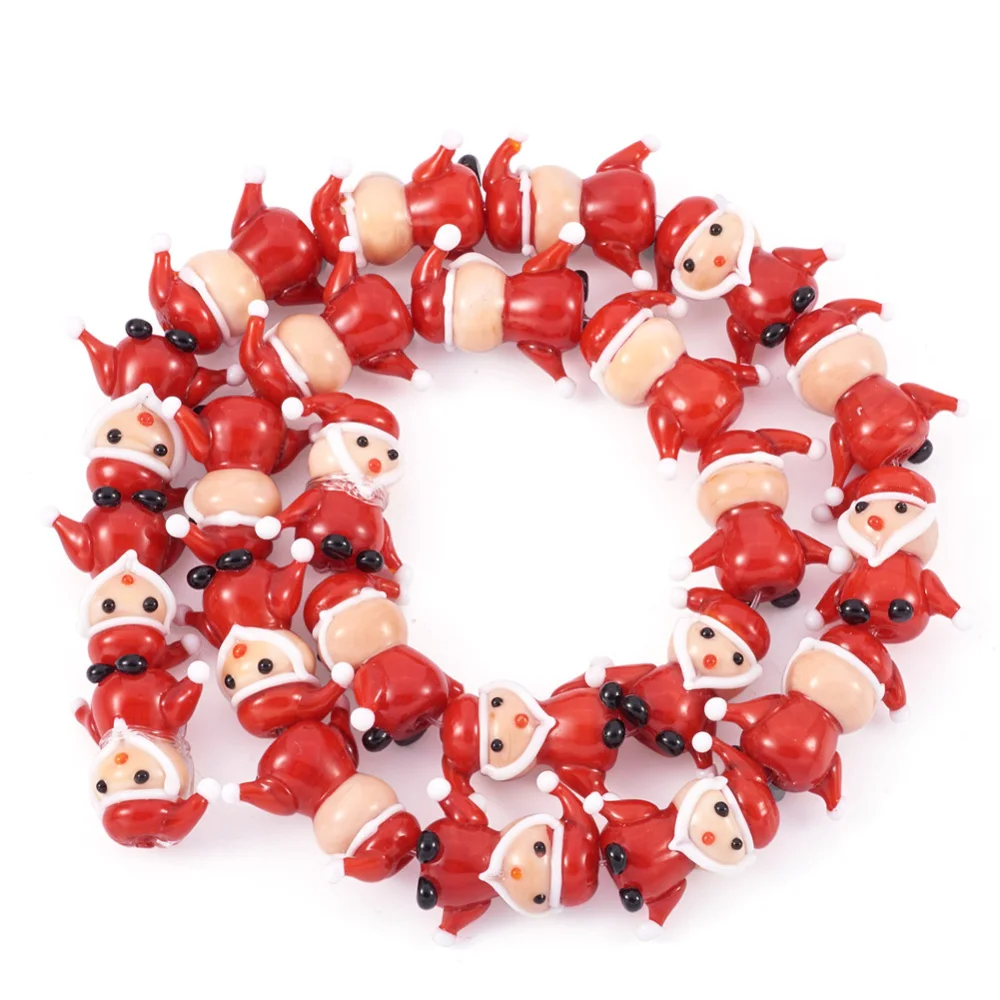 Snowman Santa Claus Christmas Theme Handmade Lampwork Bead Earring Necklace Bracelet Charms Findings DIY Jewelry Making Supplies