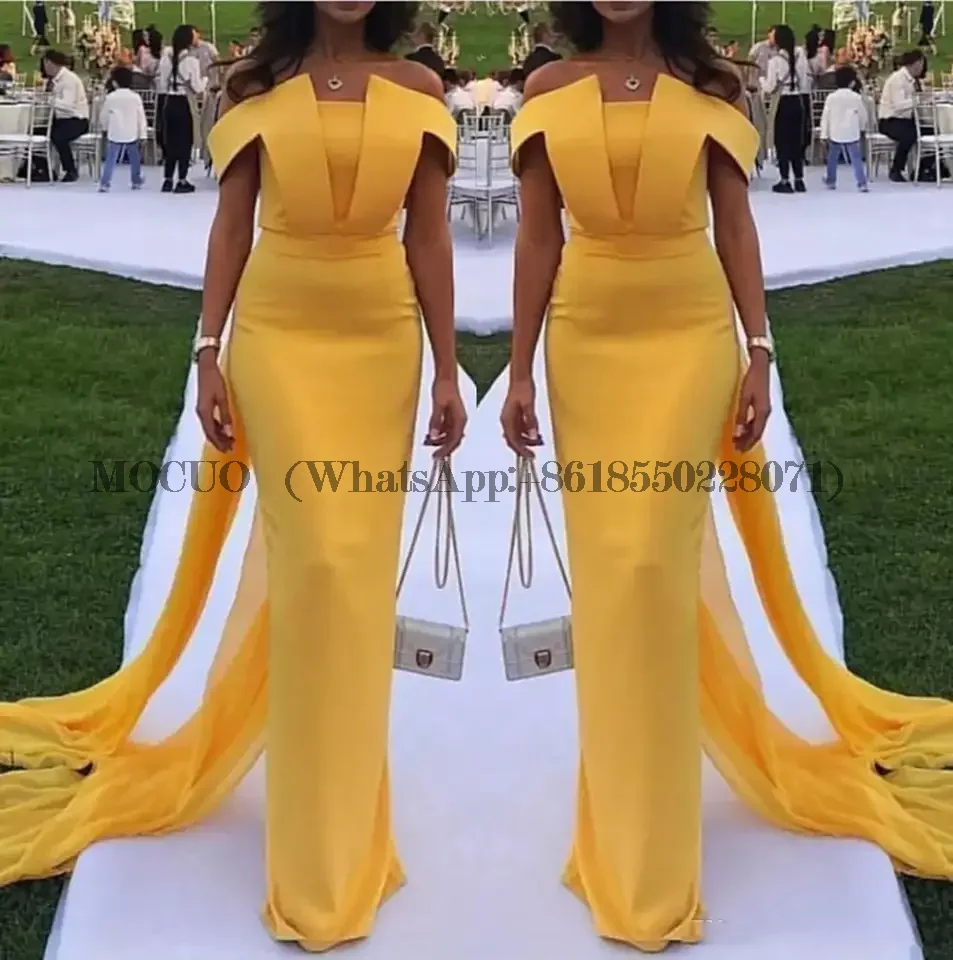 

New Arrival Chiffon Yellow evening dresses Long 2023 Evening gown Simple Abiye abendkleider dubai evening dress