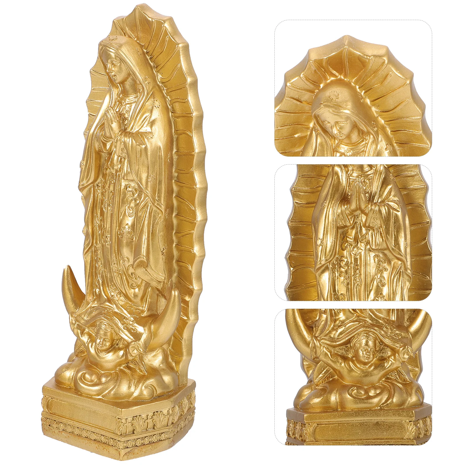 

Mary Resin Sculpture Religious Decor Desktop Ornament Catholic Goddess Statue Long-Lasting Resin Craft Decoration for Home