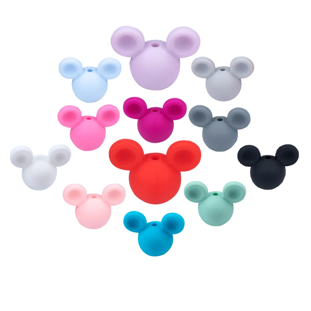 10/20 piezas Mini cabeza de ratón de Color sólido cuentas focales para joyería DIY pulsera collar pendiente llavero Etc accesorios hechos a mano