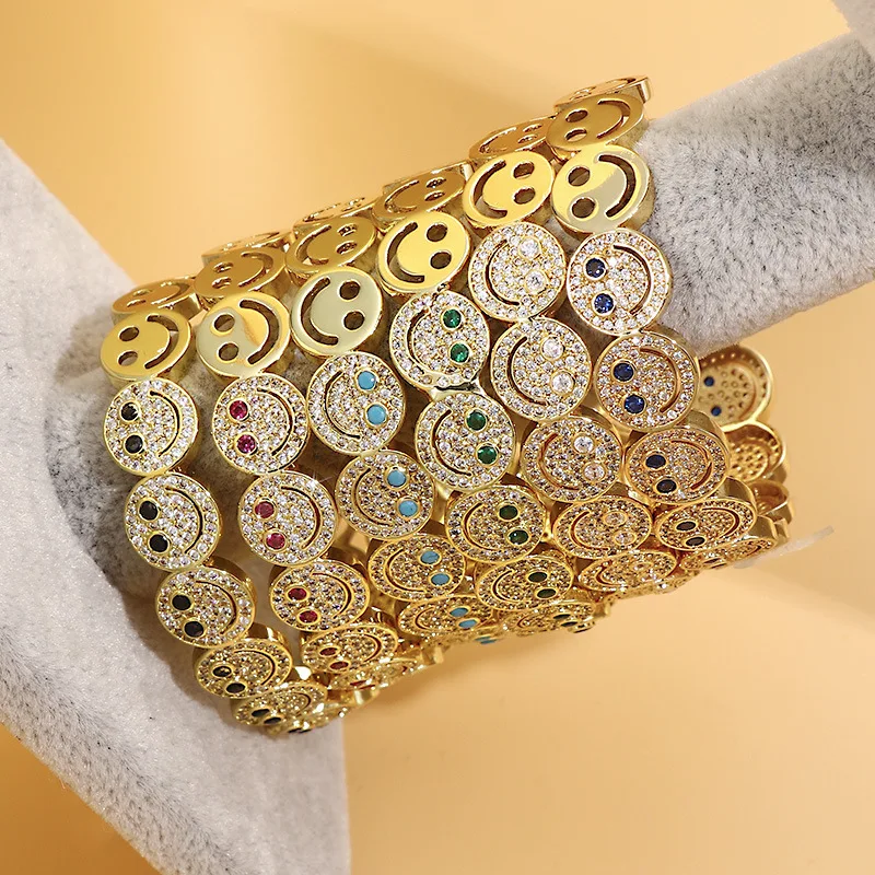 سوار هيب هوب عصري وفريد ومبتكر على شكل وجه مبتسم للنساء، مجوهرات يدوية نحاسية فاخرة وخفيفة على طراز Instagram