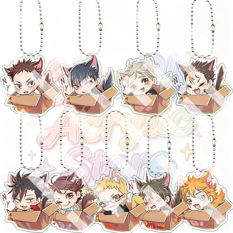 Anime Volleyball Kuroo Tetsurou Kageyama Tobio Akagi Keiji Akagi Keiji Q Version Acrylic Keychain Cartoon Accessory Bag Pendant