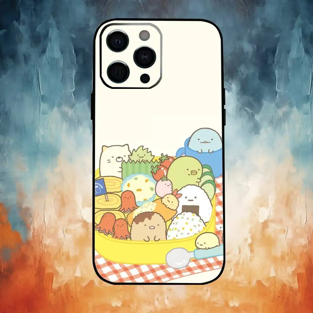 Чехол для телефона S-Sumikko Anime G-Gurashi для iPhone17,16,15,14,13,12,11 Plus, Pro Max, мягкий черный чехол