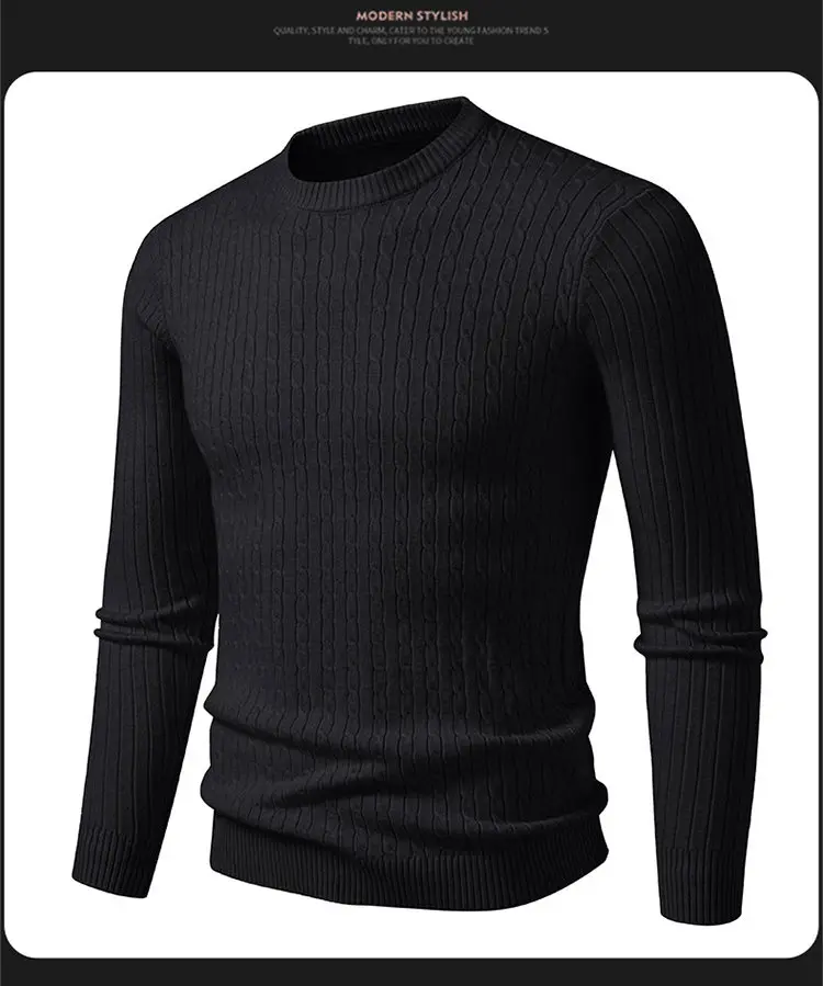 Winter Warmer Pullover Herren Rundhals-Pullover Slim Fit Pullover Herren Gestricktes Innen-Oberteil – Detail 9