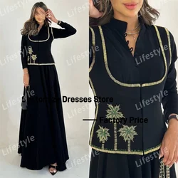 Customized Beaded Coconut Tree Buttons Evening Dress Long Sleeves A-line Exquisite Fomal Party dresses for women Prom Gown