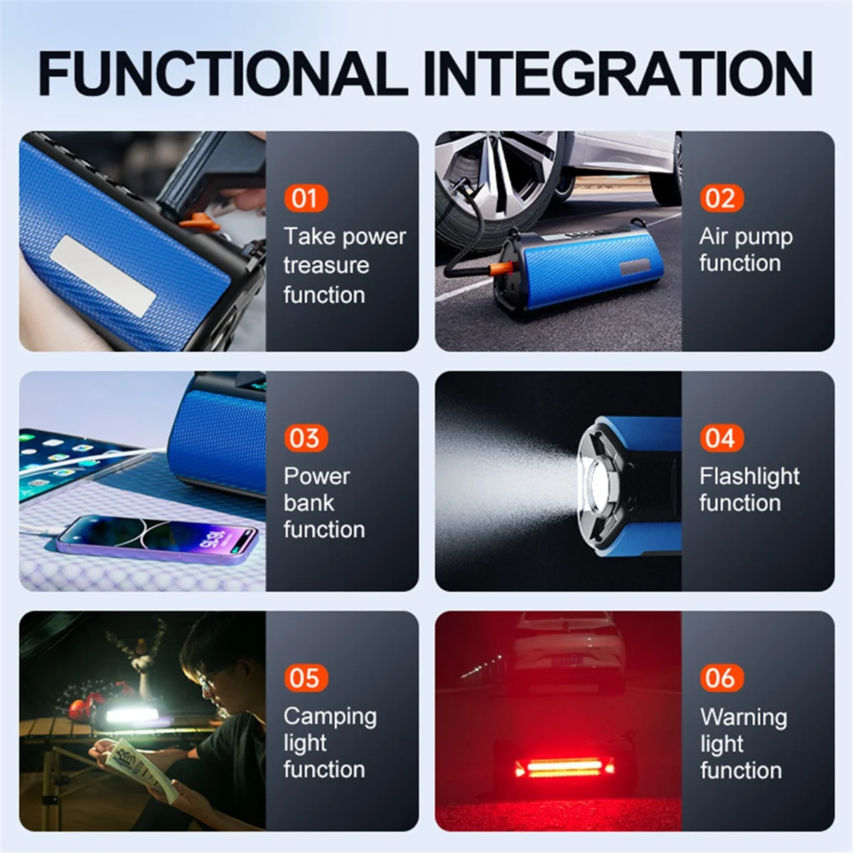 6000Mah Portable Tire Inflator Car Emergency Power Outdoor Multifunctional Motorcycles Pickup Truck Inflatable Pump